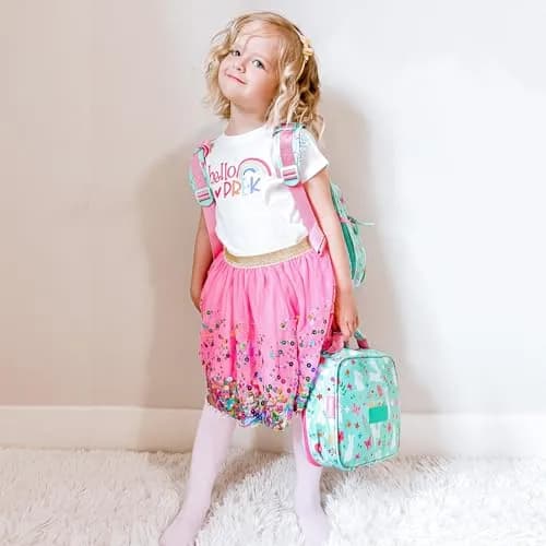 mibasies Kids Lunch Box for Girls, Insulated Lunch Bag School Kindergarten Rabbit Mint Green | Durable & Easy-Clean thumbnail 9