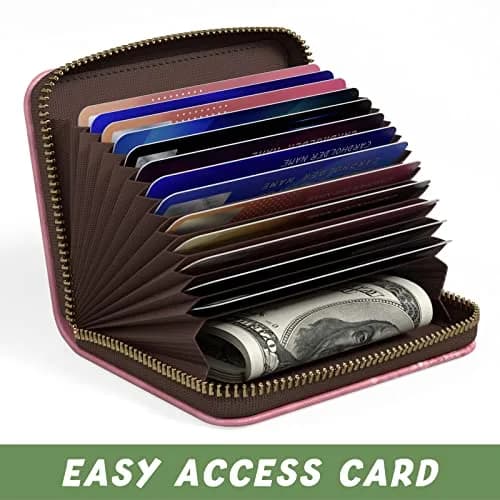 Aiawoxc Credit Card Holder for Women, Small RFID Wallet Leather Card Case | Slim, Zipper & Keychain thumbnail 5