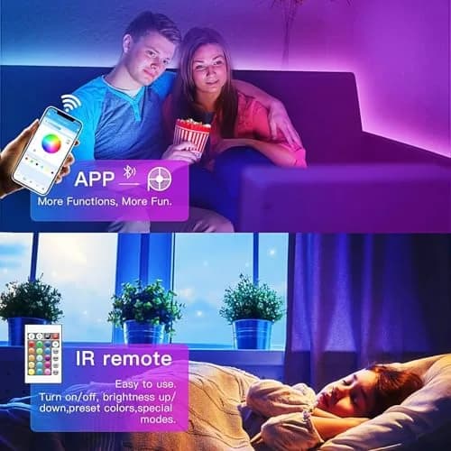 TJOY 130ft Bluetooth LED Strip Lights | RGB Color Changing, Music Sync, App Control, Indoor Use thumbnail 4