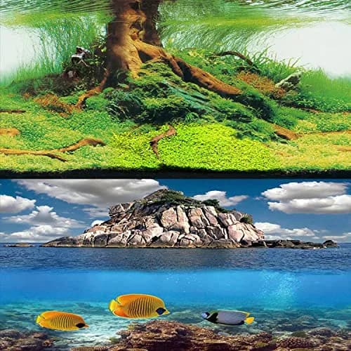 ELEBOX 3D Aquarium Background Double Sides Fish Tank Wallpaper 19.5"x48" | Realistic Underwater Scene with Depth thumbnail 1