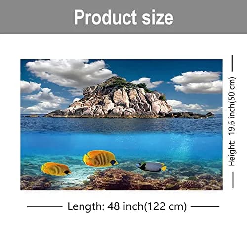 ELEBOX 3D Aquarium Background Double Sides Fish Tank Wallpaper 19.5"x48" | Realistic Underwater Scene with Depth thumbnail 4
