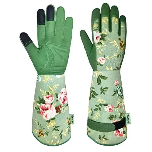 WANCHI Women's Small Gardening Gloves,Long Sleeve Protective Gloves,Green thumbnail 1