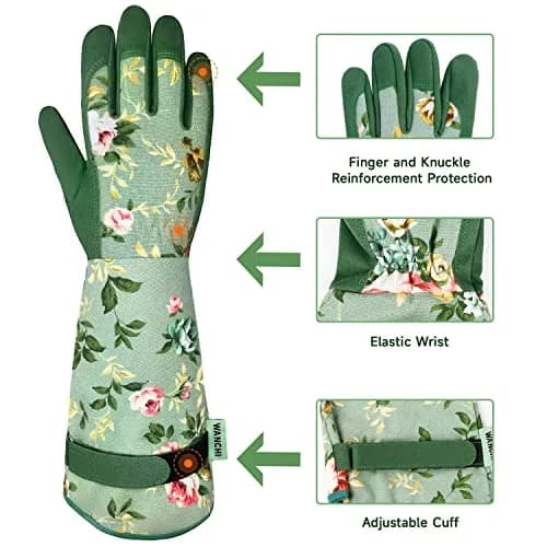 WANCHI Women's Small Gardening Gloves,Long Sleeve Protective Gloves,Green thumbnail 4