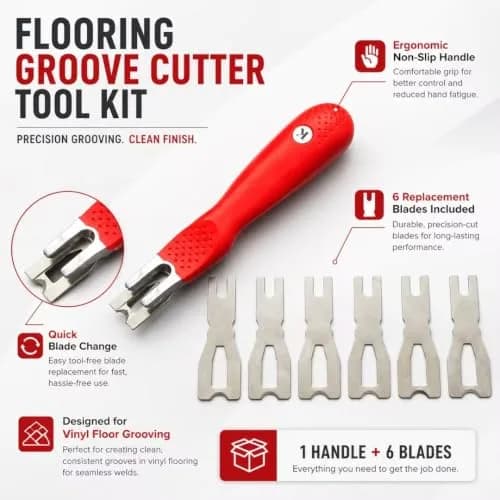 JIADING Vinyl Flooring Welding Cutting Blades Tool Floor Carpet Trimming Skiving Kit 18cm | Ergonomic Stainless Steel thumbnail 2