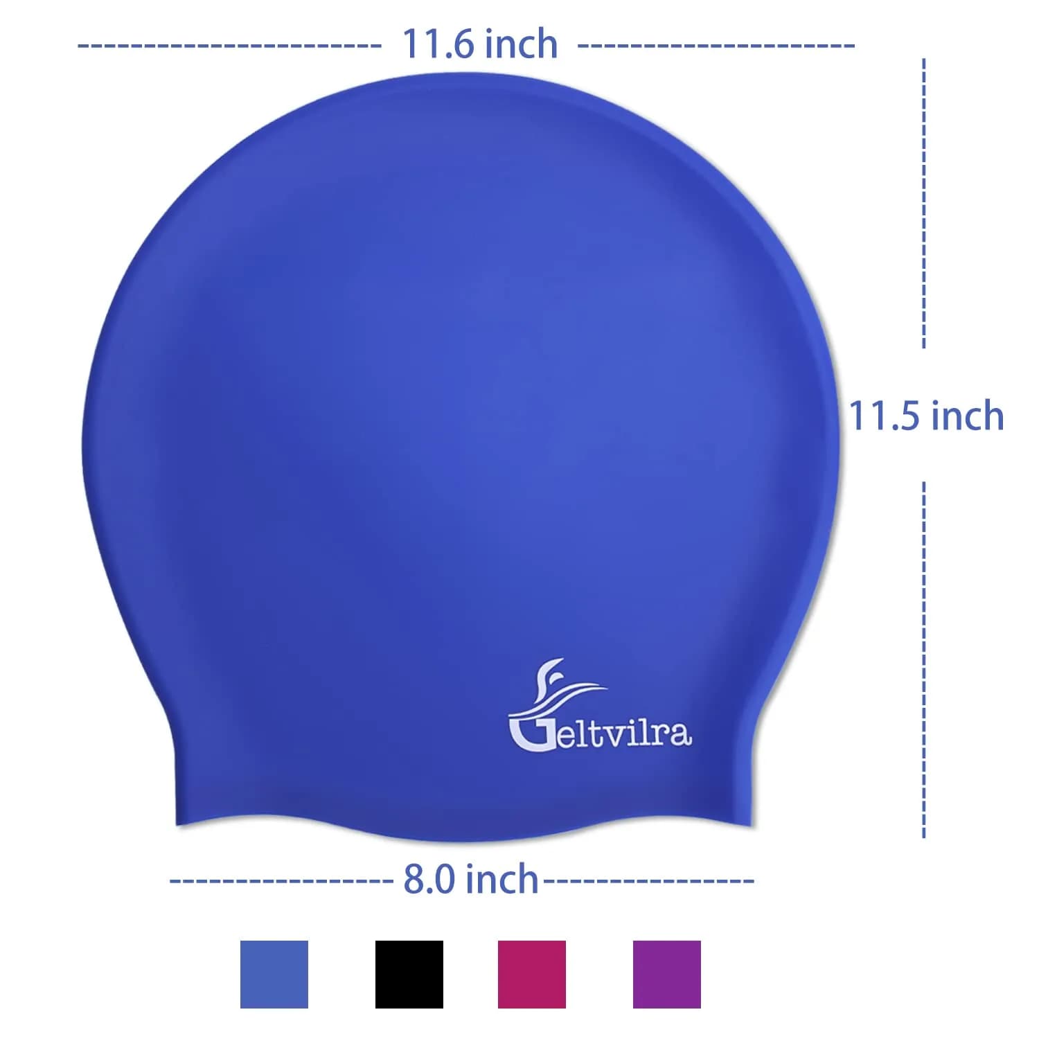 Geltvilra Extra Large Swim Cap for Braids and Dreadlocks | Silicone Long Hair Cap for Women Men (Black, Blue) thumbnail 6