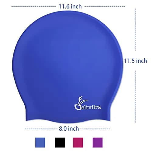 Geltvilra Extra Large Silicone Swim Cap for Braids & Dreadlocks | Long Thick Curly Hair (Black, Fuchsia) | Unisex thumbnail 6
