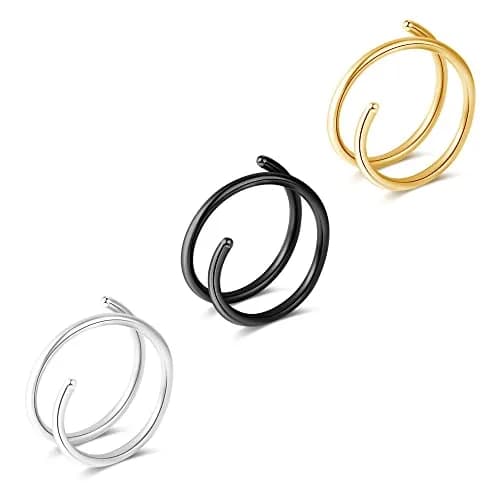 Fzroezz Double Hoop Nose Ring for Single Piercing | Hypoallergenic Surgical Steel 20G 8mm thumbnail 1