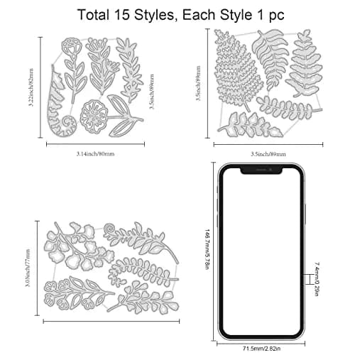 INFUNLY Fern Leaf Cutting Dies 15pcs | Creative Scrapbooking & Card Making Tool thumbnail 5