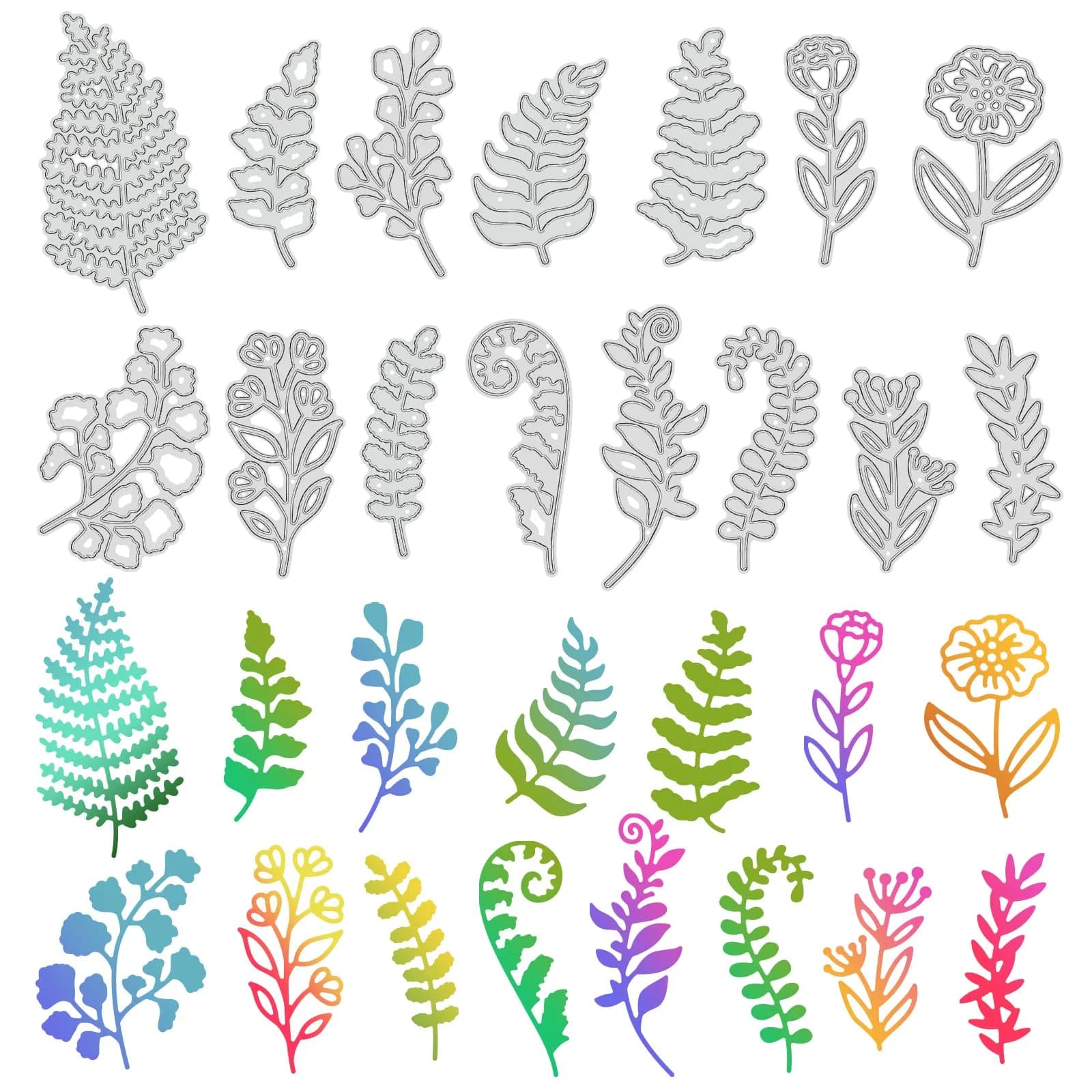 INFUNLY Fern Leaf Cutting Dies 15pcs | Creative Scrapbooking & Card Making Tool — Fern Leaf Cutting Dies