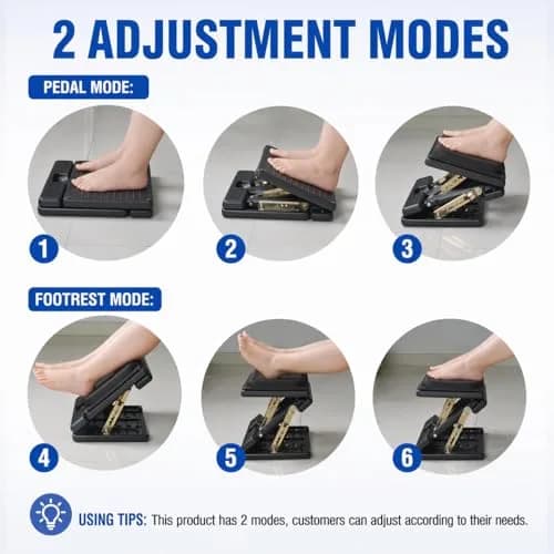 Leermart Adjustable Under Desk Footrest with Massage Beads & Soft Pad | 41.2cm (16.2") Length thumbnail 4