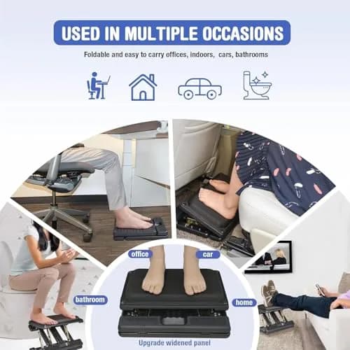 Leermart Adjustable Under Desk Footrest with Massage Beads & Soft Pad | 41.2cm (16.2") Length thumbnail 7