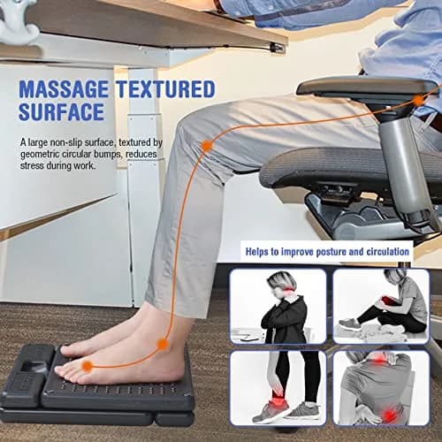 Leermart Adjustable Under Desk Footrest with Massage Beads & Soft Pad | 41.2cm (16.2") Length thumbnail 2