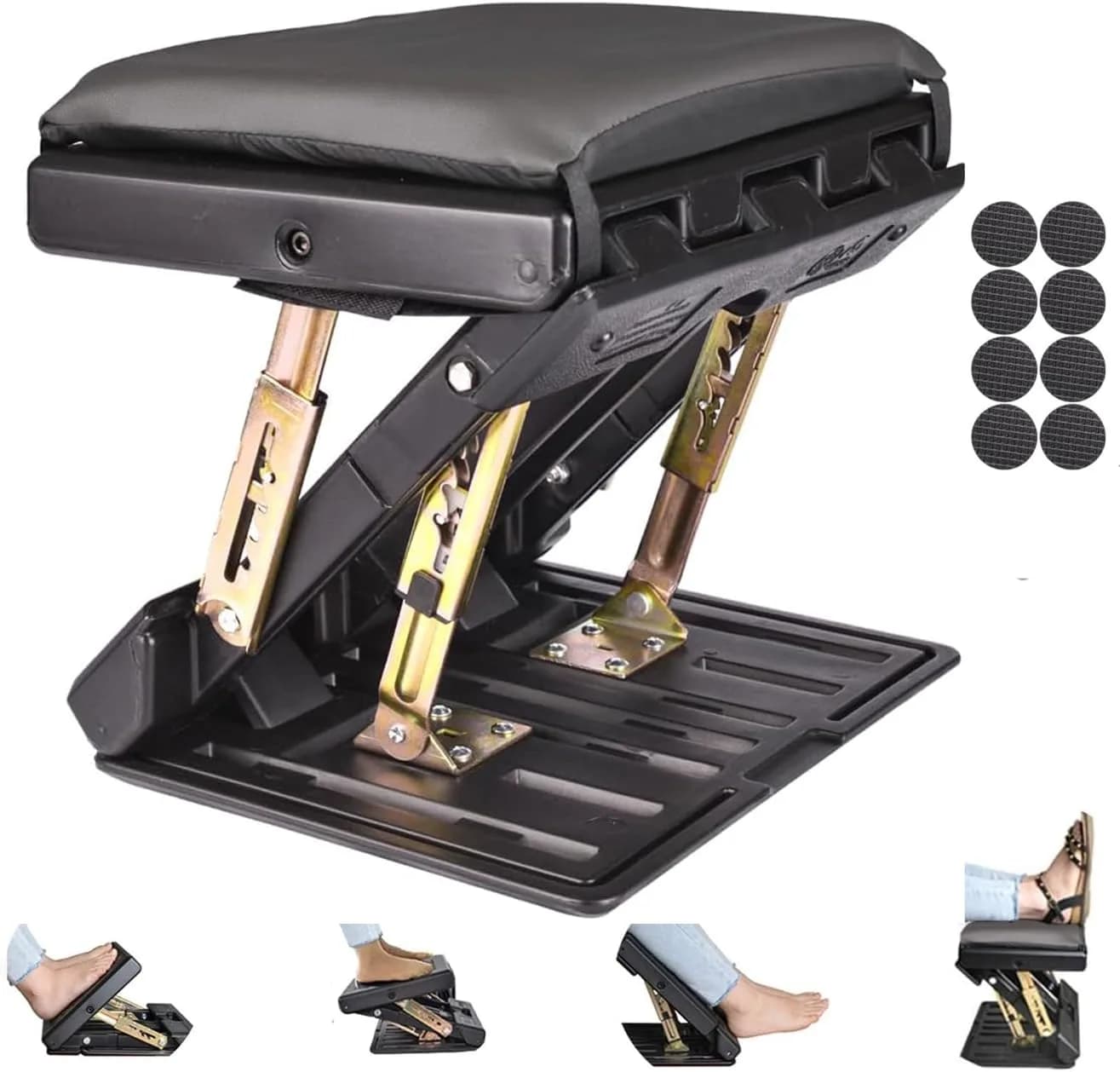 Leermart Under Desk Footrest 4-Level Adjustable Foldable Footrest | Ergonomic Support for Office & Home (70-120 chars) — Gray