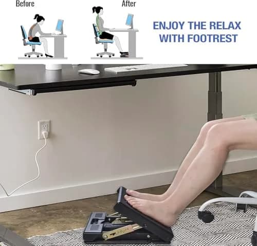 Leermart Under Desk Footrest 4-Level Adjustable Foldable Footrest | Ergonomic Support for Office & Home (70-120 chars) thumbnail 2