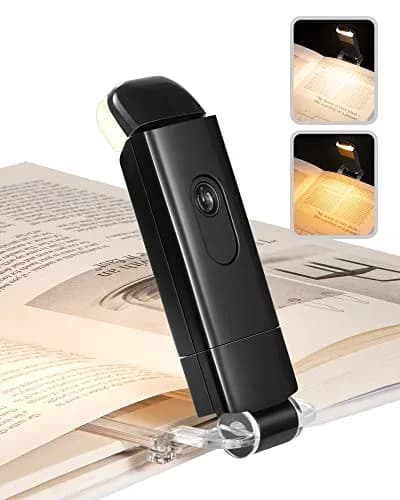 DEWENWILS USB Rechargeable Book Reading Light, LED Clip on Booklight Black | Eye-protection, 8H Battery, Portable thumbnail 1