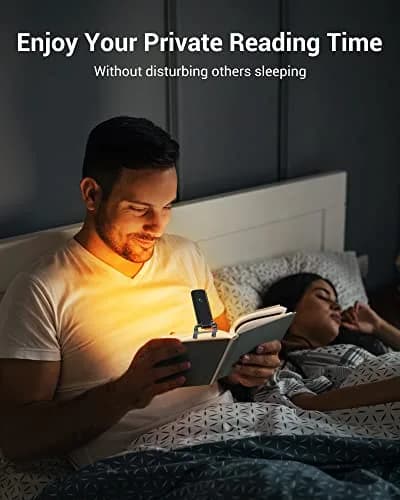 DEWENWILS USB Rechargeable Book Reading Light, LED Clip on Booklight Black | Eye-protection, 8H Battery, Portable thumbnail 6