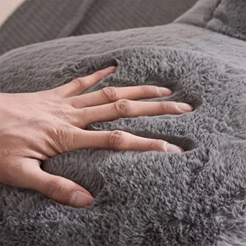 Aimuan Bed Rest Pillow with Arms | Rabbit Fur Cushion for Adults & Teens, 18in Support, Grey thumbnail 7