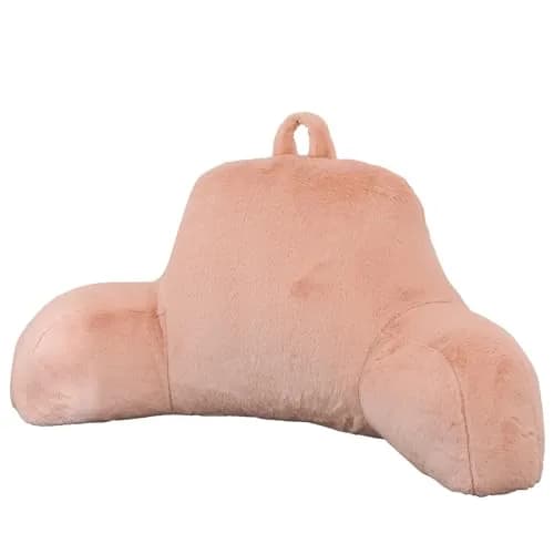 Aimuan Bed Rest Pillow with Arms | Cozy Rabbit Fur Back Support for Sitting & Sleeping in Bed (Standard, Blush) thumbnail 1