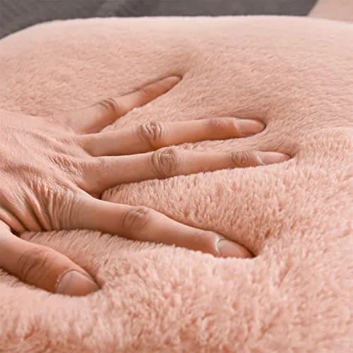 Aimuan Bed Rest Pillow with Arms | Cozy Rabbit Fur Back Support for Sitting & Sleeping in Bed (Standard, Blush) thumbnail 7