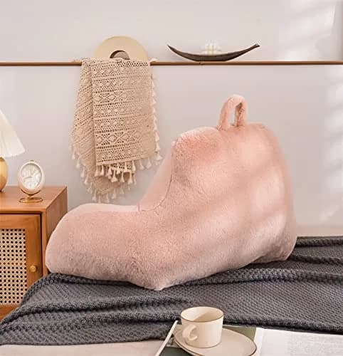 Aimuan Bed Rest Pillow with Arms | Cozy Rabbit Fur Back Support for Sitting & Sleeping in Bed (Standard, Blush) thumbnail 2