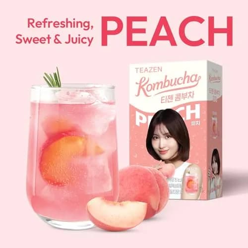TEAZEN Peach Kombucha Powder 1.76oz | Hydration & Probiotics, Sugar-Free, Live Cultures, On-the-Go Pack thumbnail 4