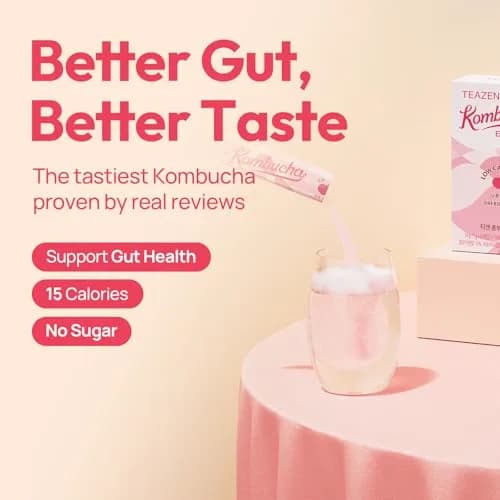 TEAZEN Peach Kombucha Powder 1.76oz | Hydration & Probiotics, Sugar-Free, Live Cultures, On-the-Go Pack thumbnail 2