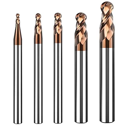 ASNOMY 1-4mm Ball Nose Carbide End Mill Set 5 Pcs | Solid Carbide HRC55 AlTiN Coated CNC Cutter Router Bits for Steel thumbnail 1