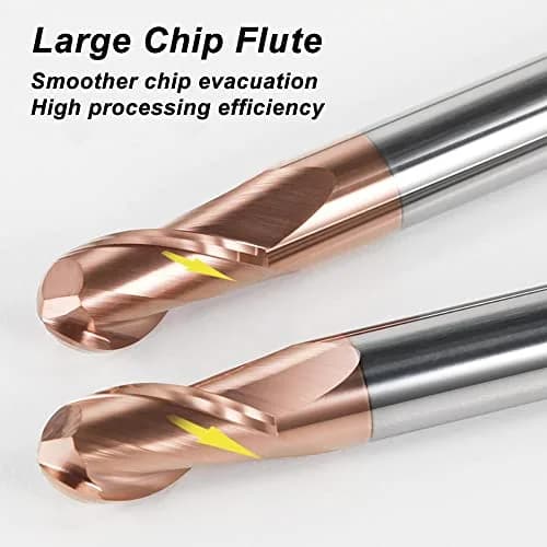ASNOMY 1-4mm Ball Nose Carbide End Mill Set 5 Pcs | Solid Carbide HRC55 AlTiN Coated CNC Cutter Router Bits for Steel thumbnail 6
