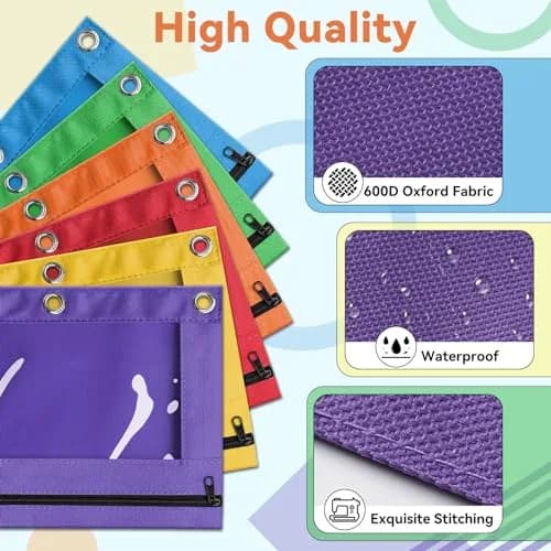 V-Opitos Pencil Pouch for 3 Ring Binder | Bulk 36 Pack Assorted Colors, Durable Oxford & Clear Window (9.8 in x 7.3 in) thumbnail 4