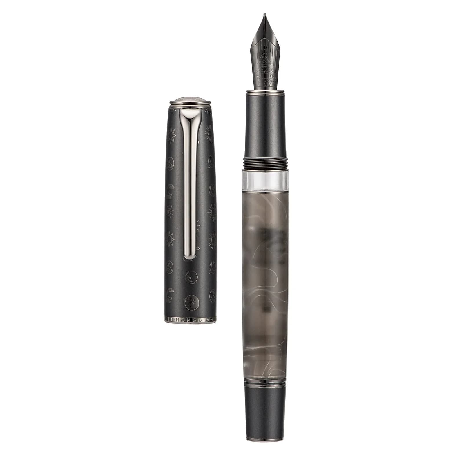 Asvine Hongdian N7 Gray Resin Fountain Pen 0.6mm | Classic Piston Filler, Smooth Writing, Luxury Gift (70-120 chars)