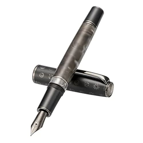 Asvine Hongdian N7 Gray Resin Fountain Pen 0.6mm | Classic Piston Filler, Smooth Writing, Luxury Gift (70-120 chars) thumbnail 2