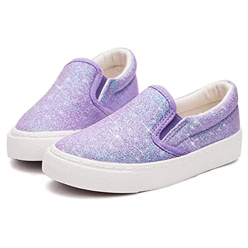 Toandon Girls Sneakers Size 3 | Glitter Loafers with Non-Slip Rubber Sole (70-120 chars) thumbnail 1