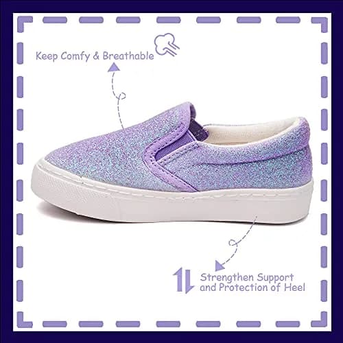 Toandon Girls Sneakers Size 3 | Glitter Loafers with Non-Slip Rubber Sole (70-120 chars) thumbnail 5