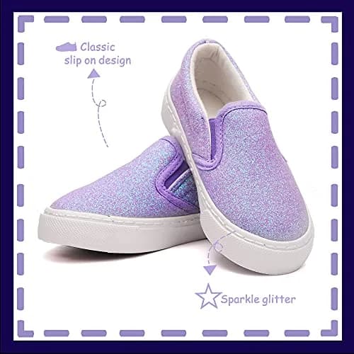 Toandon Girls Sneakers Size 3 | Glitter Loafers with Non-Slip Rubber Sole (70-120 chars) thumbnail 2