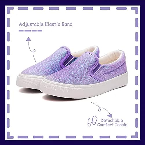Toandon Girls Sneakers Size 3 | Glitter Loafers with Non-Slip Rubber Sole (70-120 chars) thumbnail 3