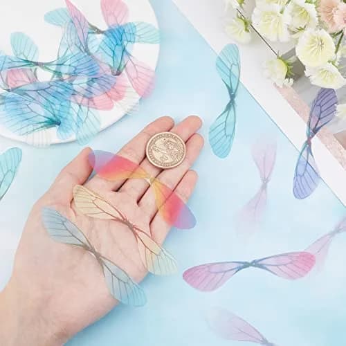 SUNNYCLUE Dragonfly Wings Charms 100Pcs 87x19mm | 10 Colors Fabric Wings for DIY Jewelry Making thumbnail 3