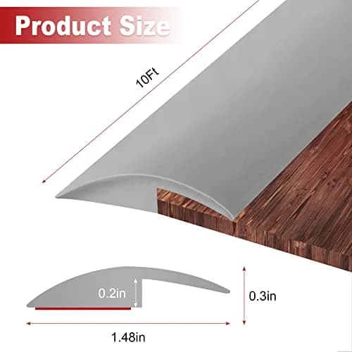 MYFAMIREA Gray PVC Floor Transition Strip 3.05 m (10 ft) | Self-Adhesive Edging Trim for Doorways Under 5 mm Height thumbnail 2