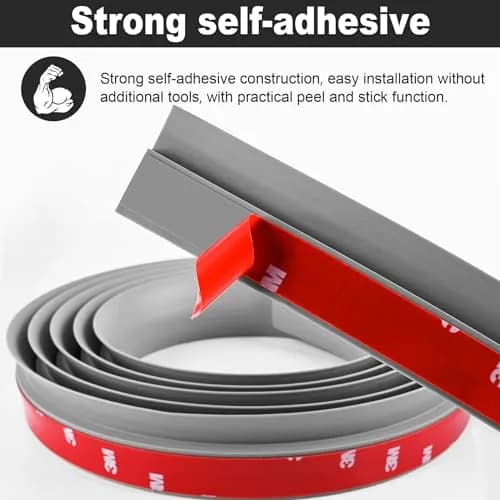 MYFAMIREA Gray PVC Floor Transition Strip 3.05 m (10 ft) | Self-Adhesive Edging Trim for Doorways Under 5 mm Height thumbnail 3