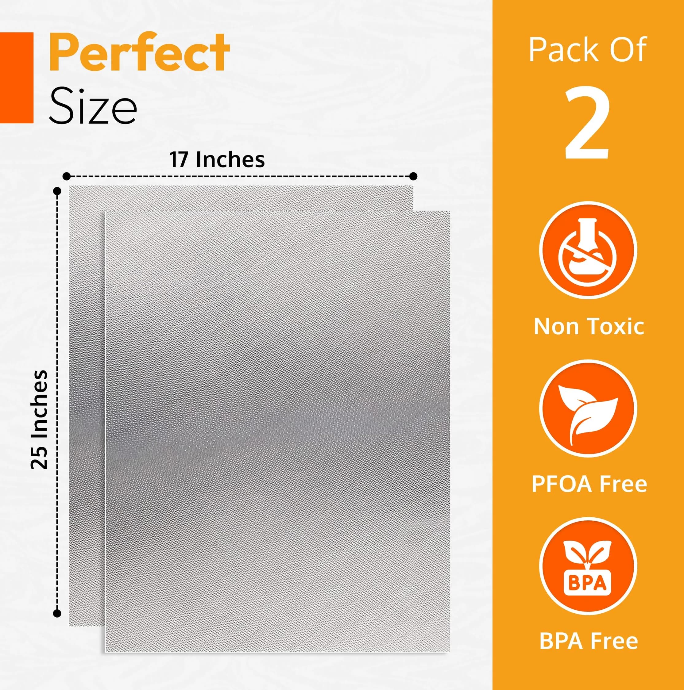 ThreadNanny Oven Liners 2 Pack 43cm x 63.5cm (17"x 25") | Protects Oven from Spills, BPA & PFOA Free - view 3