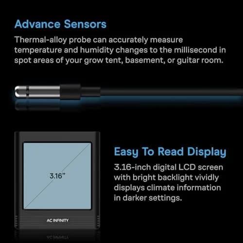 AC Infinity Smart Hygrometer B1 Temperature Humidity VPD Monitor with Bluetooth App | 5.7cm (2.25 in) thumbnail 5