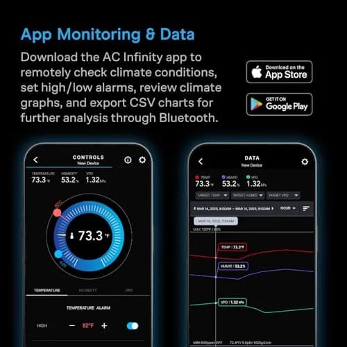 AC Infinity Smart Hygrometer B2 with Bluetooth App | Temperature, Humidity & VPD Monitor (Black) thumbnail 4