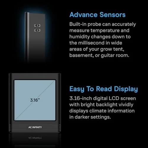 AC Infinity Smart Hygrometer B2 with Bluetooth App | Temperature, Humidity & VPD Monitor (Black) thumbnail 5