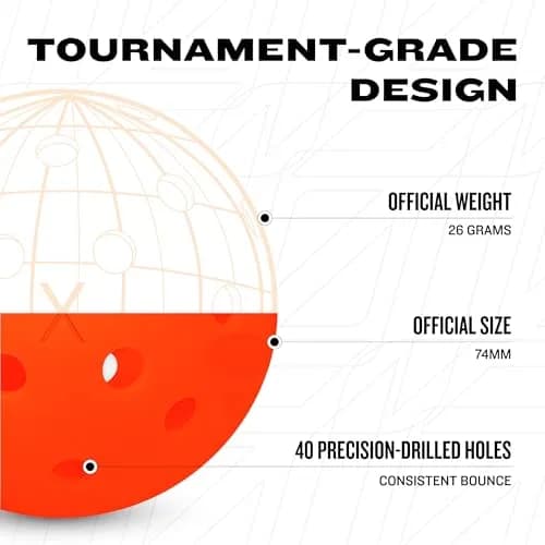 Franklin Sports X-40 Outdoor Pickleballs 74mm (3 Pack, Ember) | USAPA Approved Tournament Balls thumbnail 5