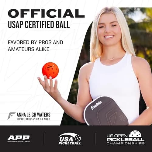 Franklin Sports X-40 Outdoor Pickleballs 74mm (3 Pack, Ember) | USAPA Approved Tournament Balls thumbnail 2