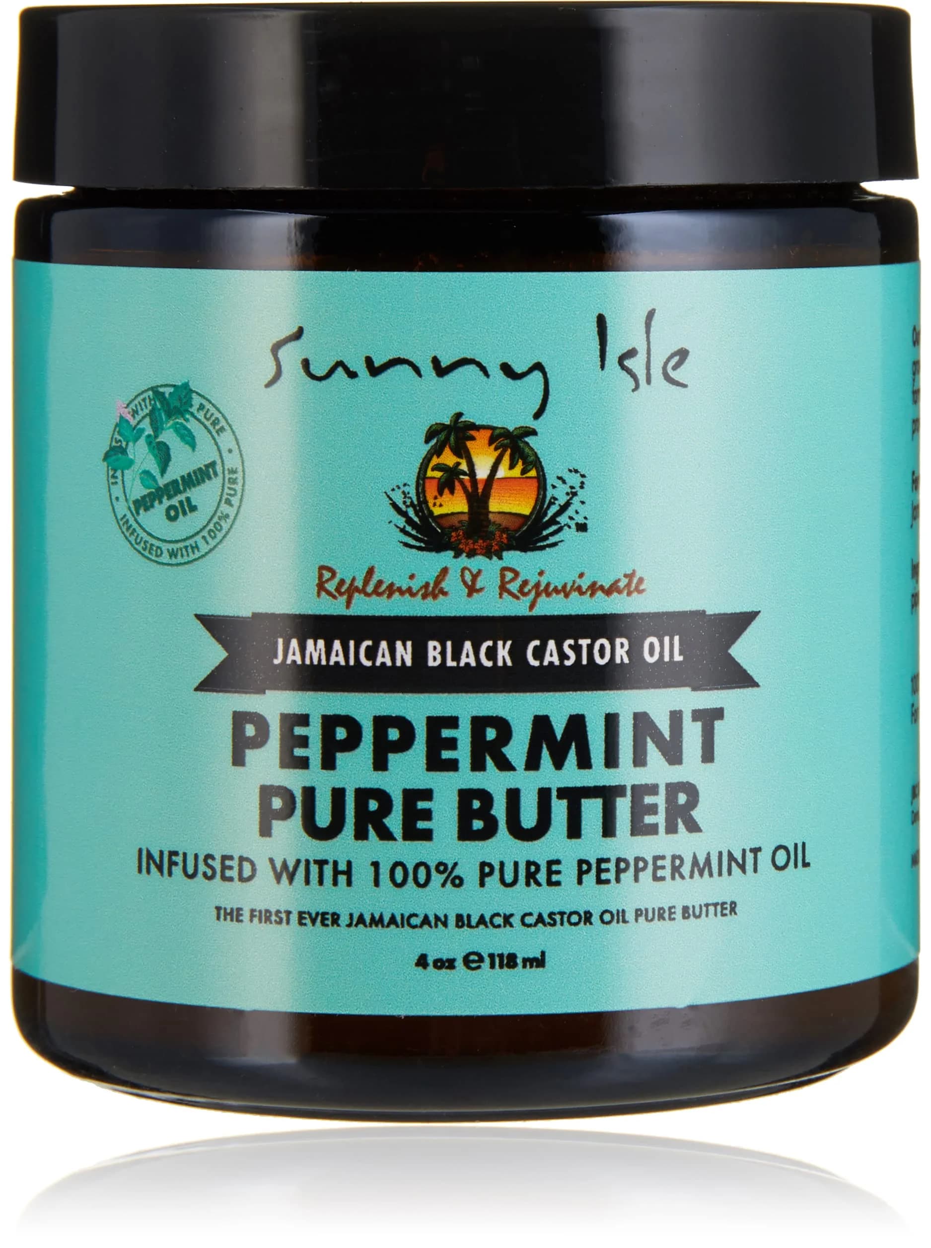 Sunny Isle Jamaican Black Castor Oil Peppermint 4oz | Moisturizes Hair & Skin, Supports Growth, Soothes Dry Areas — 4 Ounce