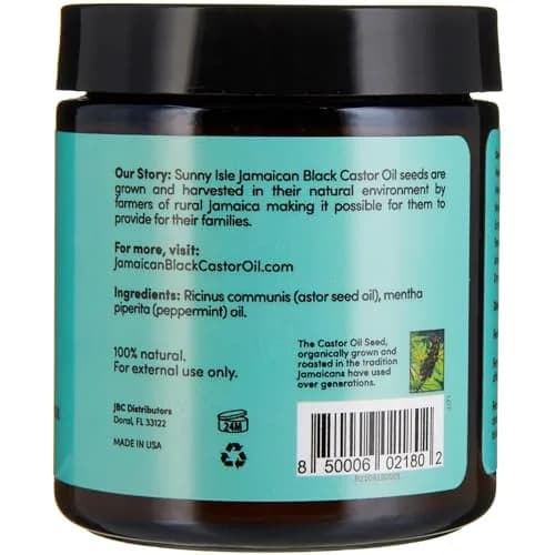 Sunny Isle Jamaican Black Castor Oil Peppermint 4oz | Moisturizes Hair & Skin, Supports Growth, Soothes Dry Areas thumbnail 8