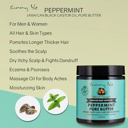 Sunny Isle Jamaican Black Castor Oil Peppermint 4oz | Moisturizes Hair & Skin, Supports Growth, Soothes Dry Areas thumbnail 3