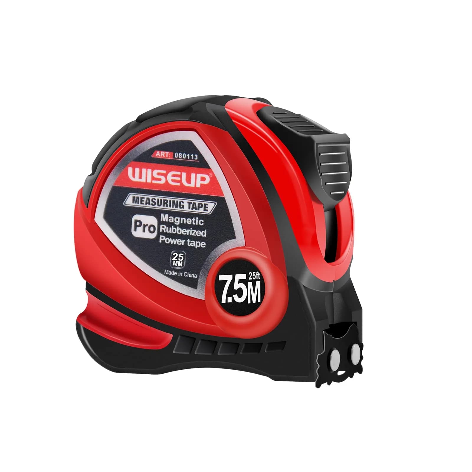 WISEUP Industrial Magnetic Tape Measure with Fractions 1/8 and Metric | Self-locking, Accurate, Durable (70-120 chars) — 25 FT