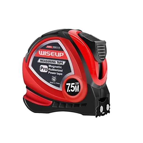 WISEUP Industrial Magnetic Tape Measure 25 FT (7.62 m) with Fractions & Metric Scale | Level 1 Precision for DIY & Professionals thumbnail 1
