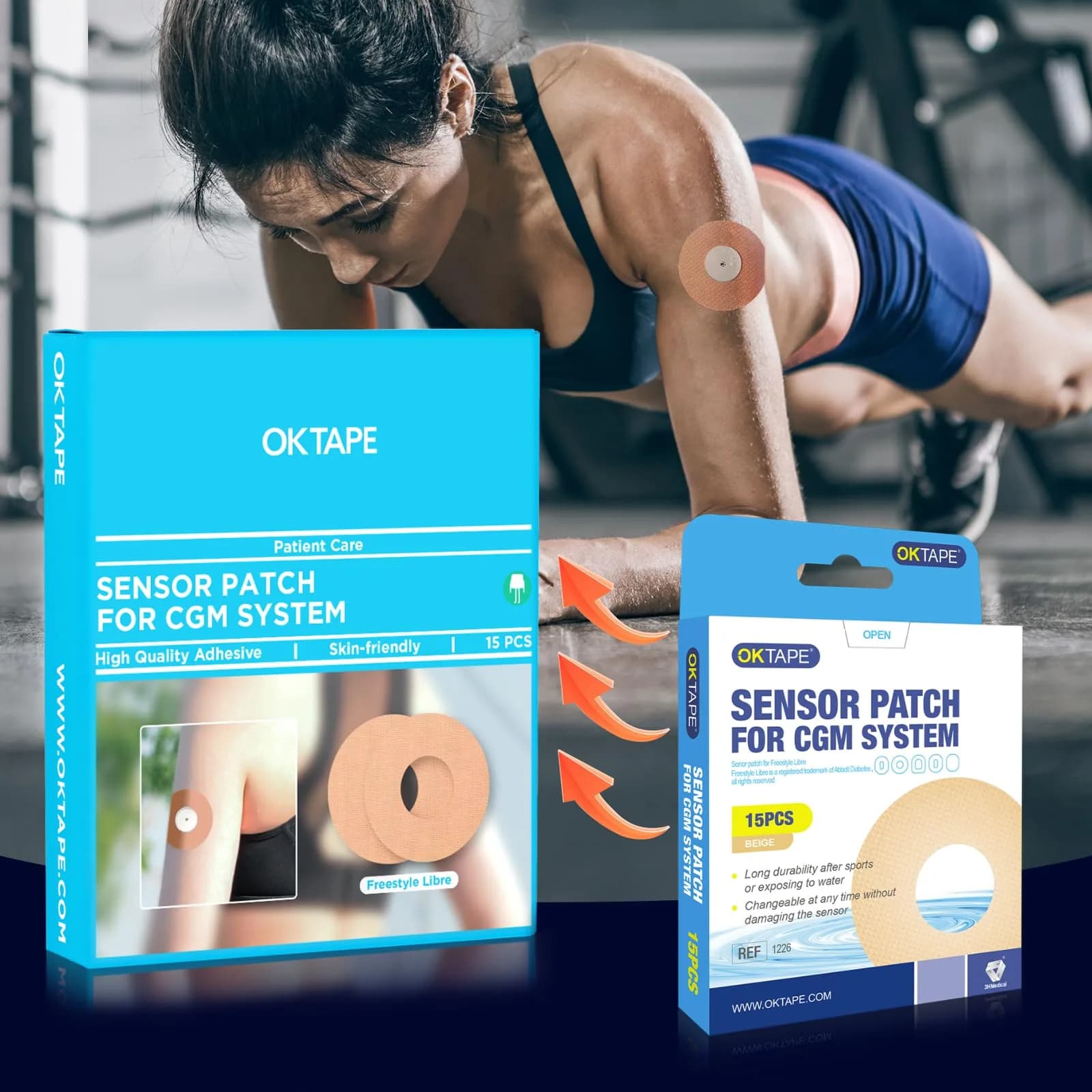OK TAPE Freestyle Libre Adhesive Patches 15 PCS Beige | Waterproof & Sweatproof CGM Sensor Protection thumbnail 8